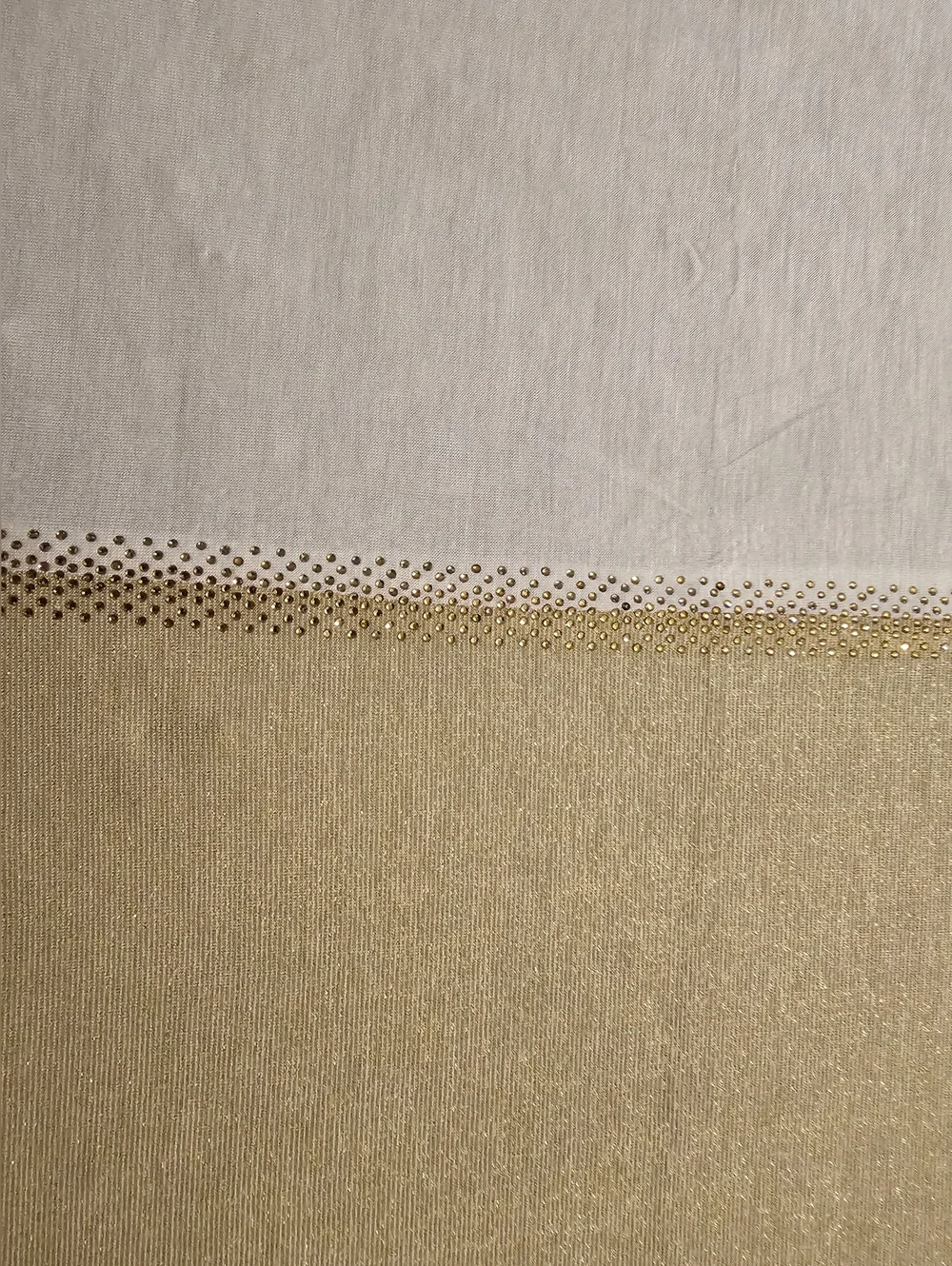 Hijab Mustard Two-Tone Stretch Fabric Panel in Light Gray and Beige - Picture 3 of 3
